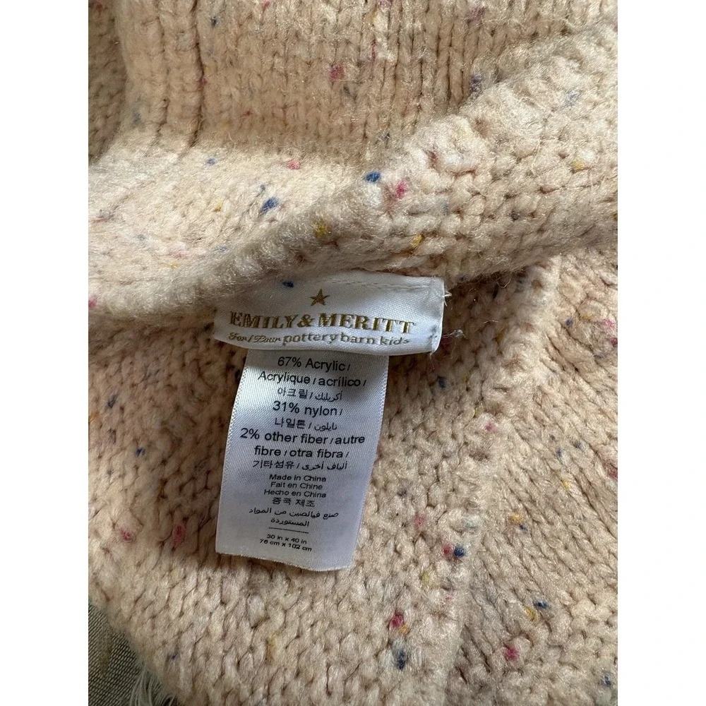 Pottery Barn Kids Emily & Meritt Rose Light Pink Knitted Acrylic Baby Blanket